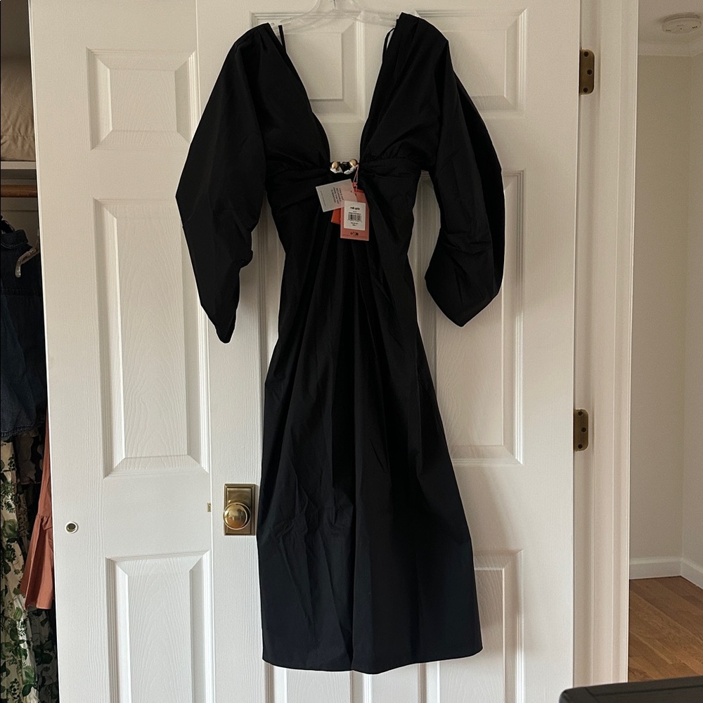 NWT Cult Gaia Elyza Black Midi Dress - Picture 4 of 6